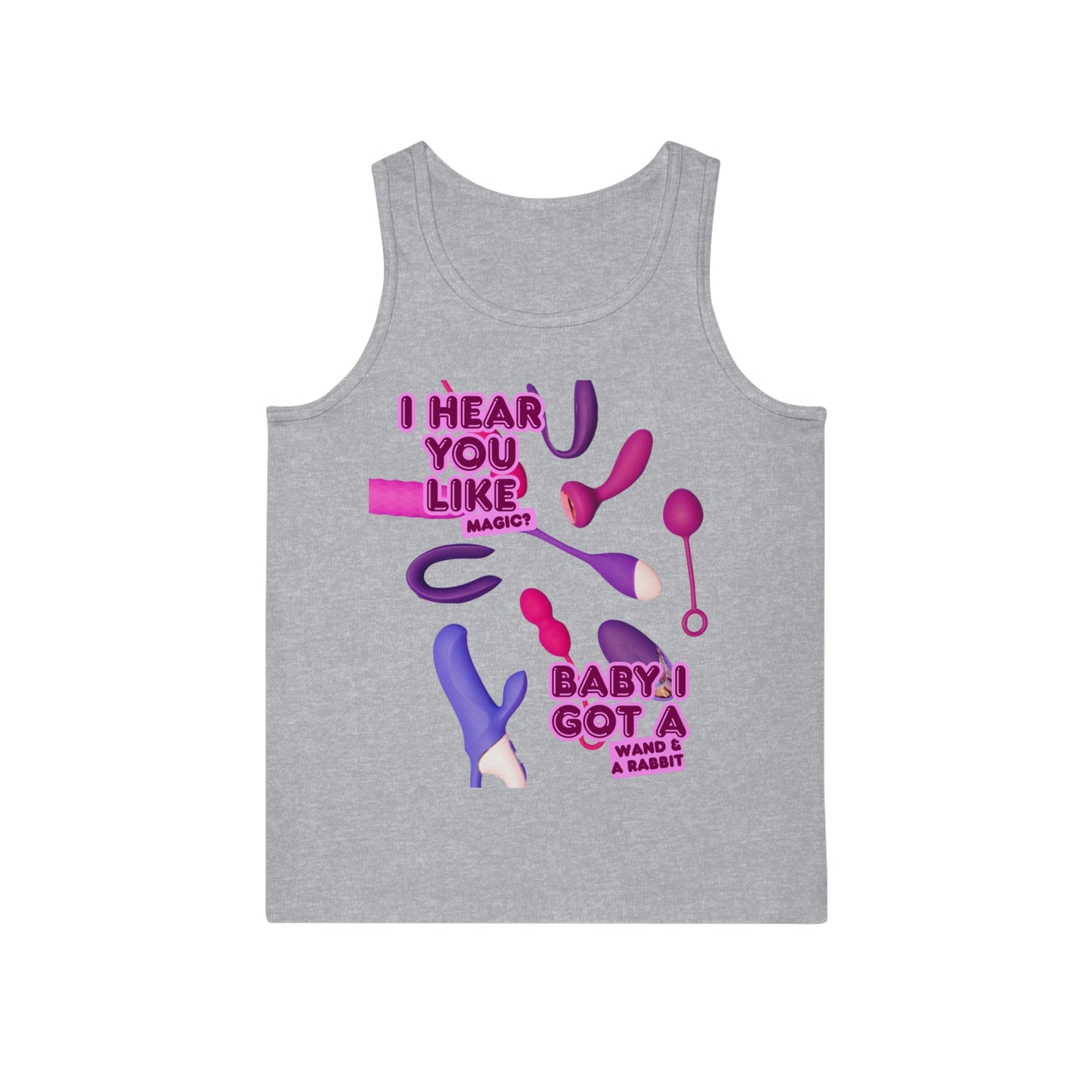 Wand & Rabbit Funny Unisex Tank Top, Playful Gift for Bachelorette Parties, Summer Parties, LGBTQ+ Pride Events, Unique Summer Outfit, Cute Casual Wear