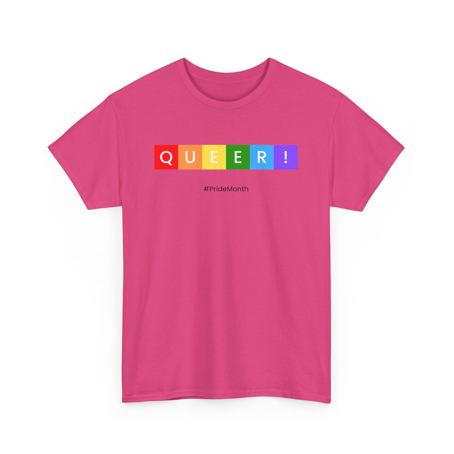 Pride Queer Unisex Heavy Cotton Tee, LGBTQ+ T-Shirt, Rainbow Pride Shirt, Gift for Activists, Everyday Wear