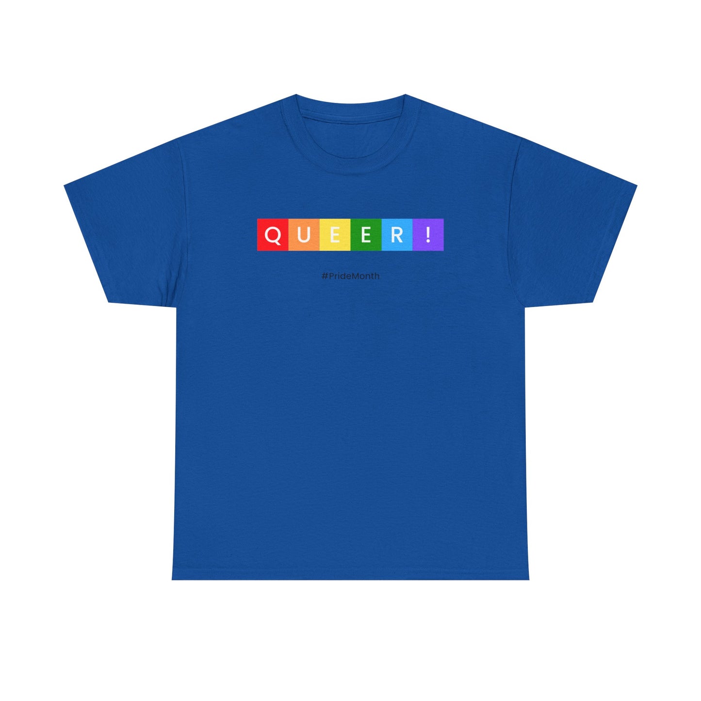 Pride Queer Unisex Heavy Cotton Tee, LGBTQ+ T-Shirt, Rainbow Pride Shirt, Gift for Activists, Everyday Wear