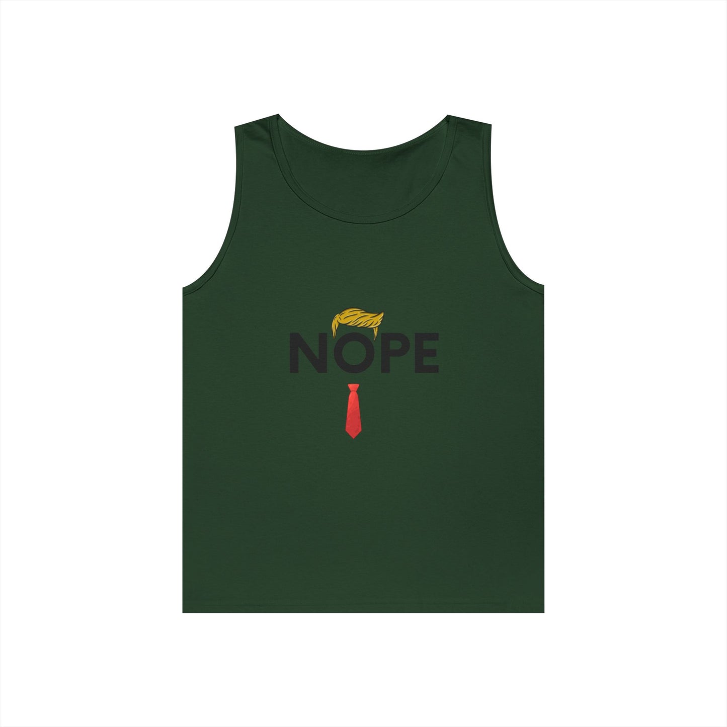 NOPE Trump Funny Political Statement Tank Top, Unisex Cotton Muscle Tee, Summer Wear, Gifts for Him and Her, Party Attire, Beach Clothing