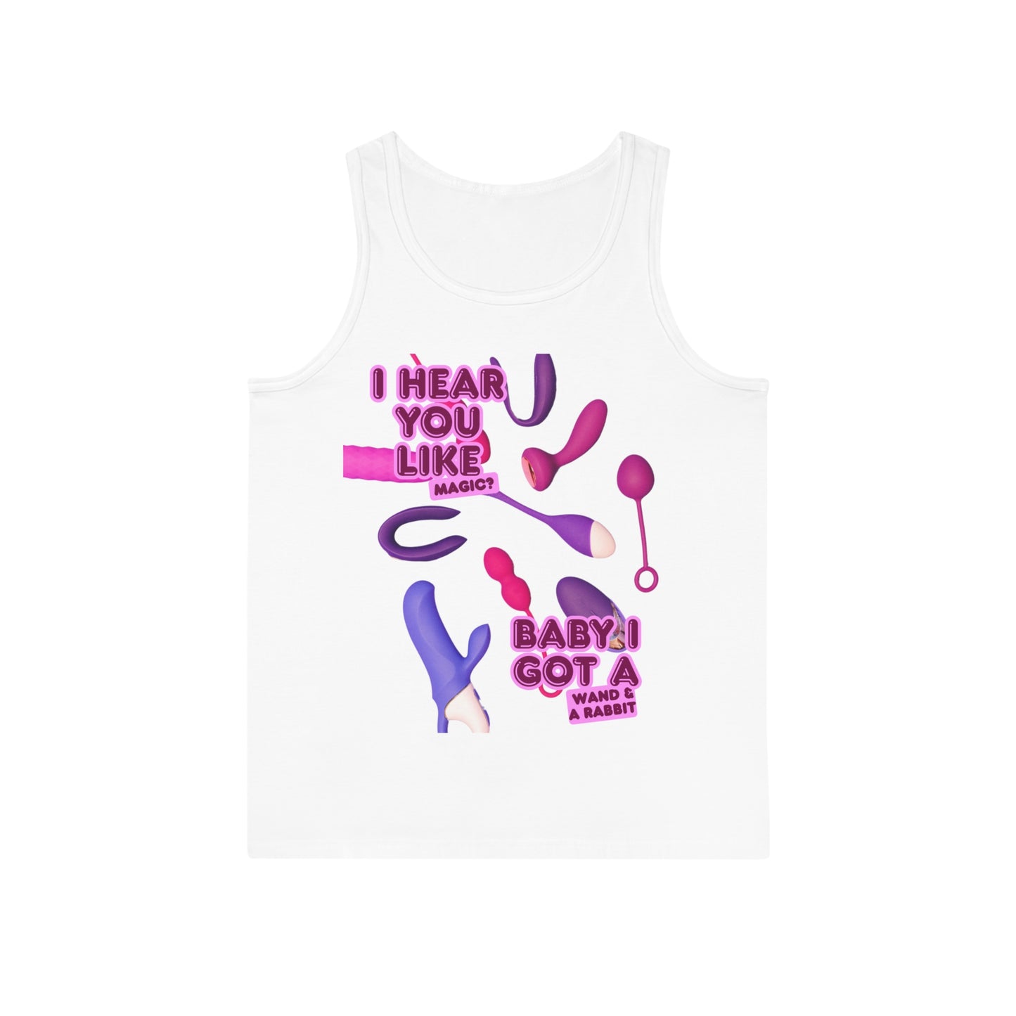 Wand & Rabbit Funny Unisex Tank Top, Playful Gift for Bachelorette Parties, Summer Parties, LGBTQ+ Pride Events, Unique Summer Outfit, Cute Casual Wear