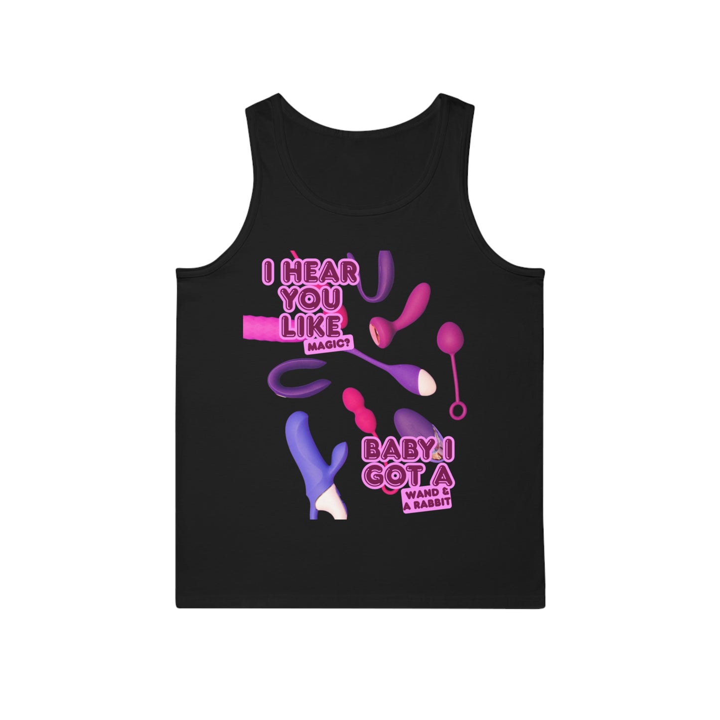Wand & Rabbit Funny Unisex Tank Top, Playful Gift for Bachelorette Parties, Summer Parties, LGBTQ+ Pride Events, Unique Summer Outfit, Cute Casual Wear