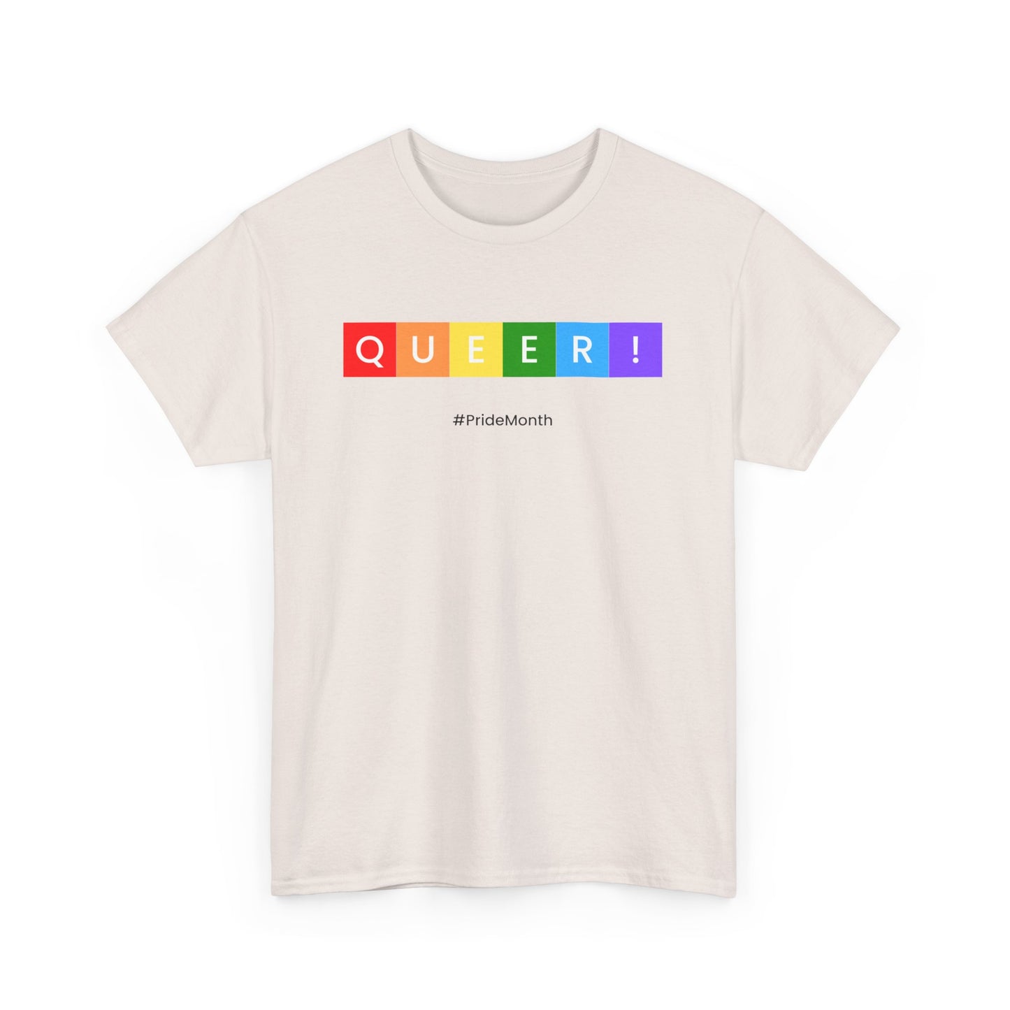 Pride Queer Unisex Heavy Cotton Tee, LGBTQ+ T-Shirt, Rainbow Pride Shirt, Gift for Activists, Everyday Wear