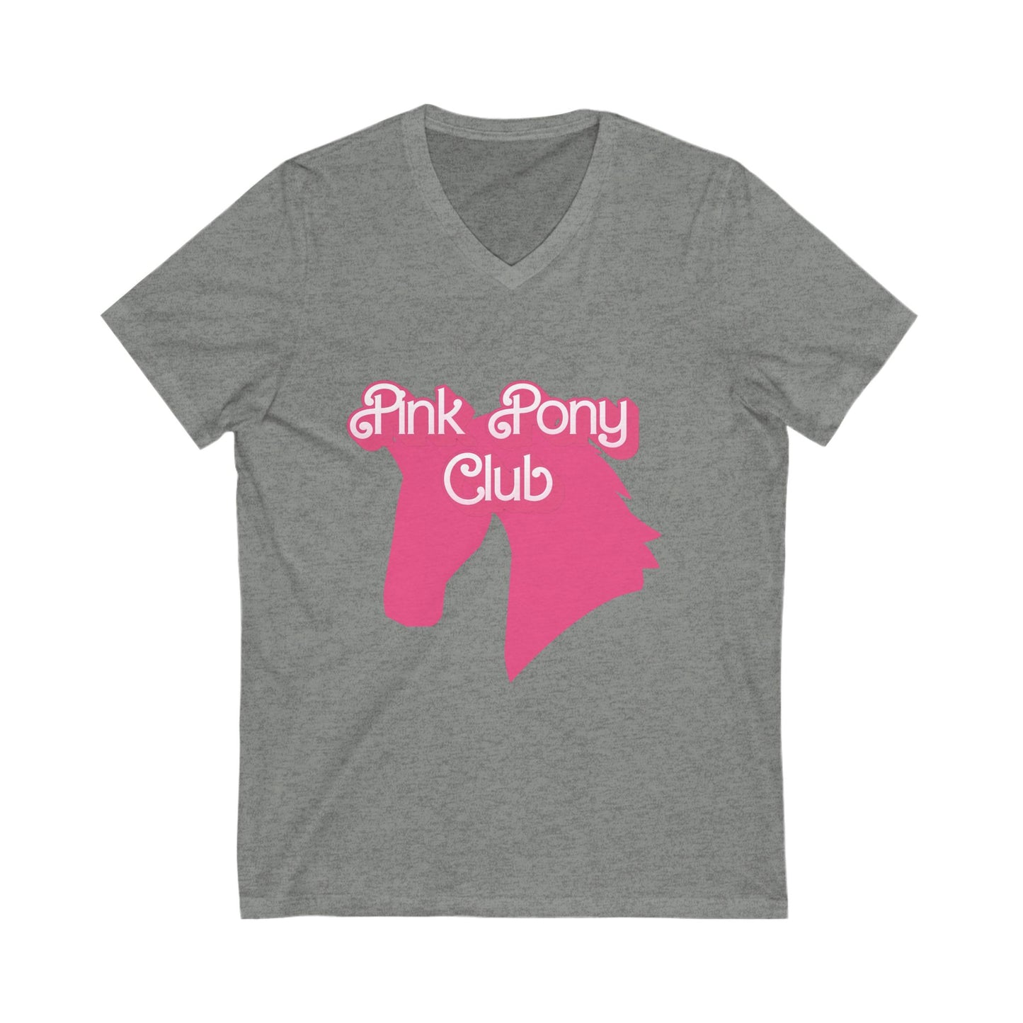 Pink Pony Club V-Neck Tee, Horse Lovers Gift, Equine-Themed Top, Birthday Present, Casual Wear, Festival Outfit