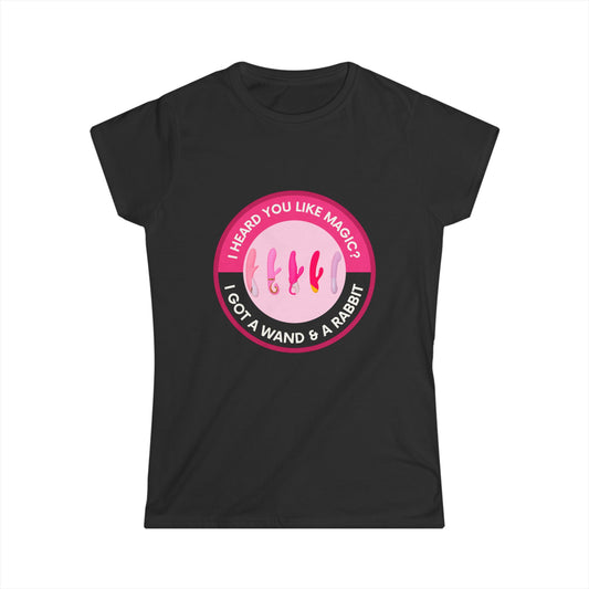 Wand & Rabbit Magic Lover's Softstyle Tee, I Heard You Like Magic, Cute Tee for Women, Perfect for Halloween & Birthdays, Gift for Wizards
