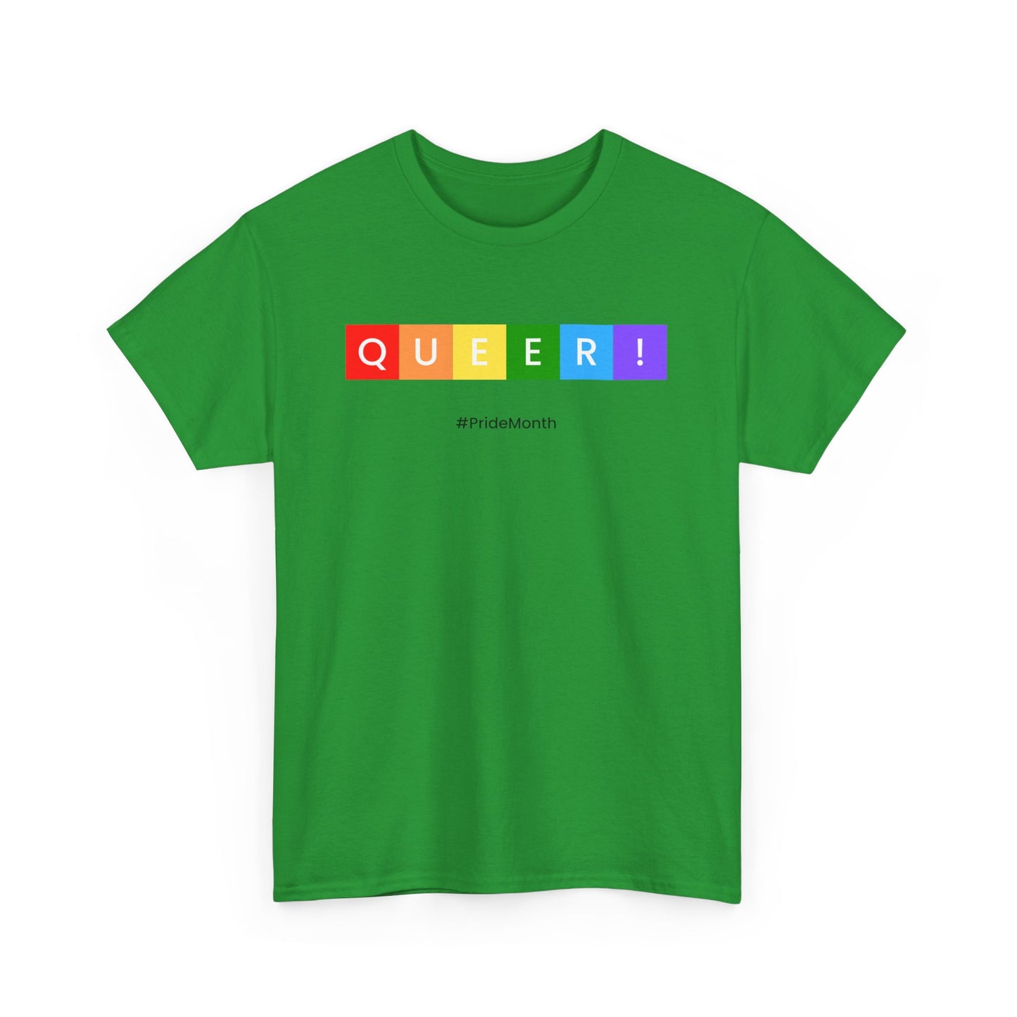 Pride Queer Unisex Heavy Cotton Tee, LGBTQ+ T-Shirt, Rainbow Pride Shirt, Gift for Activists, Everyday Wear