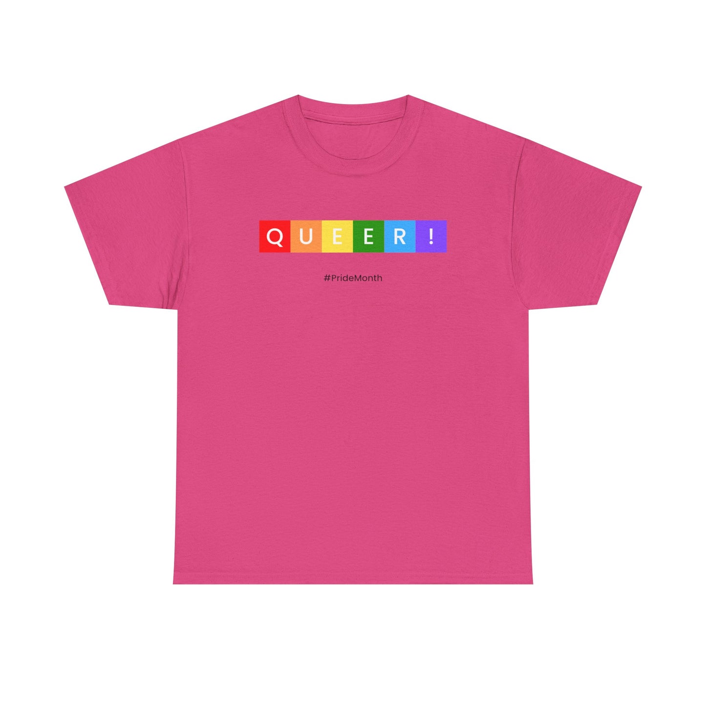 Pride Queer Unisex Heavy Cotton Tee, LGBTQ+ T-Shirt, Rainbow Pride Shirt, Gift for Activists, Everyday Wear